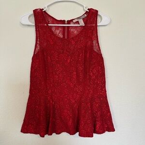 Forever 21 Red Lace Size Medium peplum babydoll Top